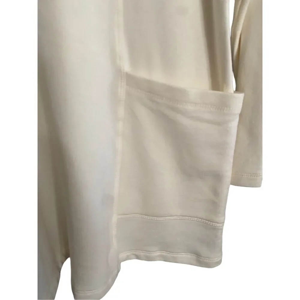 Susan graver weekend liquid knit ivory long sleeve tunic top S/XS